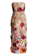 Robe midi bustier brodée de fleurs Belle