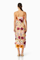 Robe midi bustier brodée de fleurs Belle
