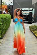Vestido Maxi Plisado Degradado Belle