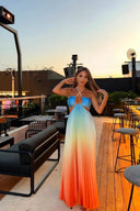 Vestido Maxi Plisado Degradado Belle