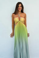 Vestido Maxi Plisado Degradado Belle