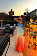 Vestido Maxi Plisado Degradado Belle