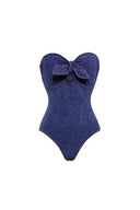 Ensemble Maillot de Bain Une Pièce Bandeau en Denim