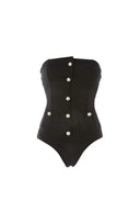 Maillot de bain bustier chic à boutons perle