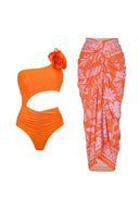 Set costume da bagno solido lucido floreale 3D