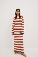 Vestido Maxi de Malha Calista Trançado com Padrão Zigzag e Costas Descobertas