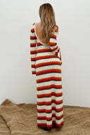 Vestido Maxi de Malha Calista Trançado com Padrão Zigzag e Costas Descobertas