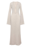 Chaya V-Ausschnitt gehäkeltes Strick-Maxikleid