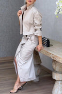 Completo Due Pezzi con Giacca alla Moda e Gonna Spacco