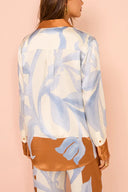 Set pantaloni largi cu imprimeu floral tie-dye contrastant rafinat