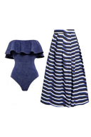 Ensemble Maillot de Bain Une Pièce Bandeau en Denim