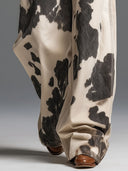Retro en modieuze westernstijl broek met koeienprint