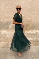 Elegant V-neck Fantasy Painted Floral Print Party Maxi Dress