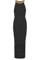 Robe midi en maille à col roulé brodée Donna