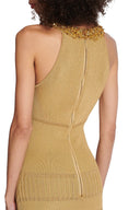 Robe midi en maille à col roulé brodée Donna
