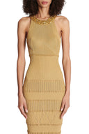 Robe midi en maille à col roulé brodée Donna