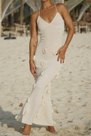 Edwina V-Ausschnitt Strick-Blumen-Maxikleid