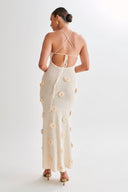Edwina V-Ausschnitt Strick-Blumen-Maxikleid