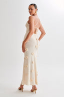 Edwina V-Ausschnitt Strick-Blumen-Maxikleid