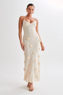Vestido Maxi Floral de Malha com Decote em V Edwina