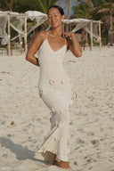 Edwina V-Ausschnitt Strick-Blumen-Maxikleid