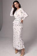 Completo Eileen con Blusa a Fiori Incrociata in Pizzo e Gonna Lunga