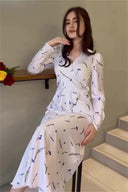 Set bluză cu dantelă și fustă maxi Eileen cu imprimeu floral și închidere tip șiret