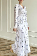 Set bluză cu dantelă și fustă maxi Eileen cu imprimeu floral și închidere tip șiret