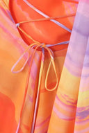 Vestido Mini Elena de Um Ombro com Cordões e Renda