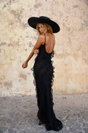 Eve Chiffon-Maxikleid mit Rüschen und Spaghettiträgern