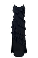 Eve Chiffon-Maxikleid mit Rüschen und Spaghettiträgern