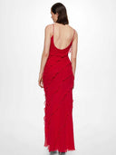 Eve Chiffon-Maxikleid mit Rüschen und Spaghettiträgern