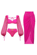 Badedragtssæt i fluorescerende pink uden ryg