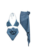 Sexy bikiny s 3D květinami a halterem