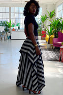 Layered Striped High-Waist Skirt