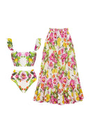 Bikini-Set mit hohem Bund und Blumenprint