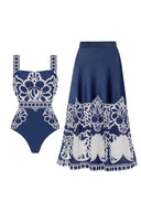 Set costum de baie cu imprimeu etnic