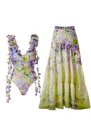Badeanzug im Feenstil mit Blumenapplikation und Bindeband