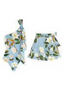 Frisches Blumen-Einteiler-Badeanzug-Set