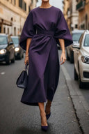 Elegant Solid Color Waist Dress