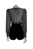 Blusa Gilda a maniche lunghe con pois