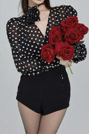Blusa Gilda a maniche lunghe con pois