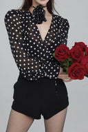 Blusa Gilda a maniche lunghe con pois