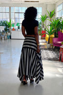 Layered Striped High-Waist Skirt