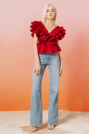 Blusa Helen con scollo a V e volant