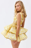 Vestito corto in chiffon con stampa floreale Andrea e spalla scoperta