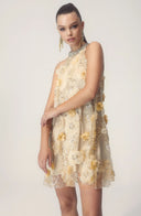Vestido Curto Ella Halter com Bordado Floral e Lantejoulas