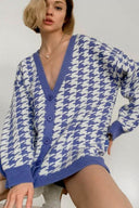 Cardigan supradimensionat cu model houndstooth
