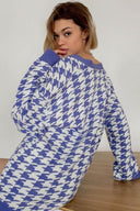 Cardigan supradimensionat cu model houndstooth
