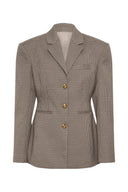 Blazer ceinturé à motif pied-de-poule